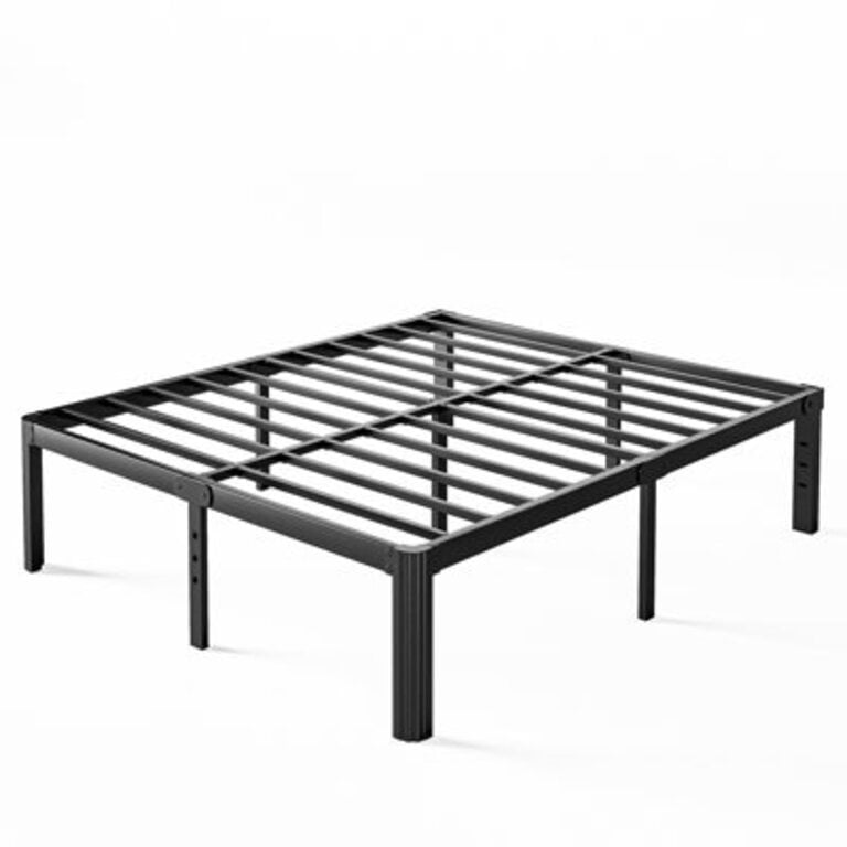 Roseann 18 Heavy Duty Steel Platform Bed Frame with Round Corners No Box Spring Needed Noise Free