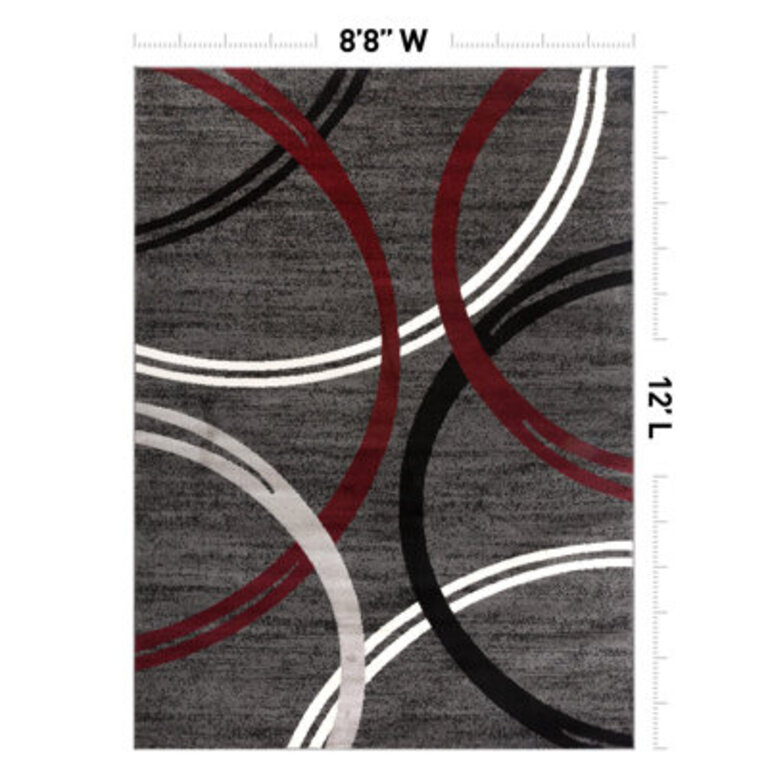 Weekes Performance Area Rug in GrayRedBlack