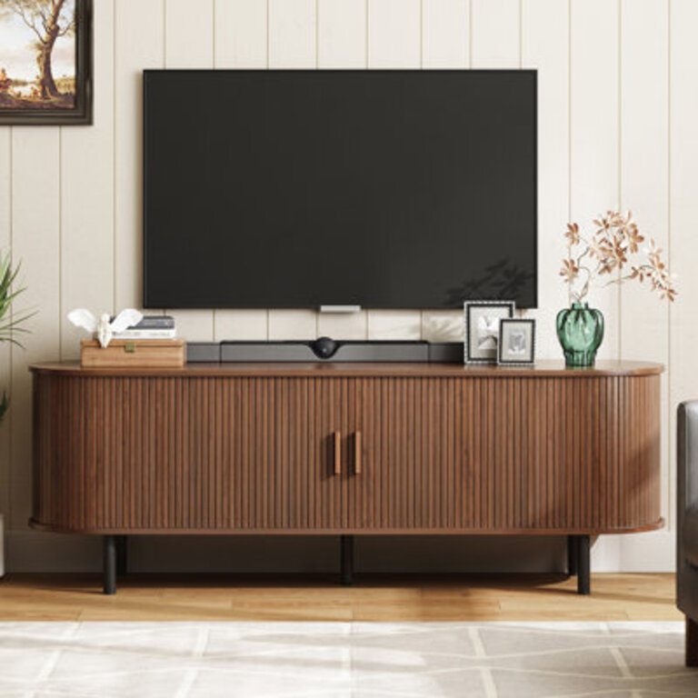Jalonda Modern Wood TV Stand with Storage and Shelves to Fit TVs