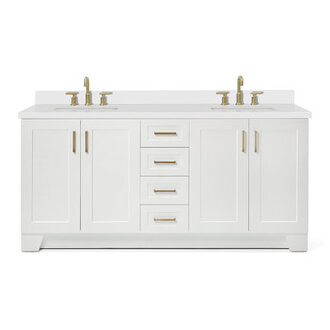 Freitas 72 Solid Wood Double Bathroom Vanity with 15 White Quartz Top