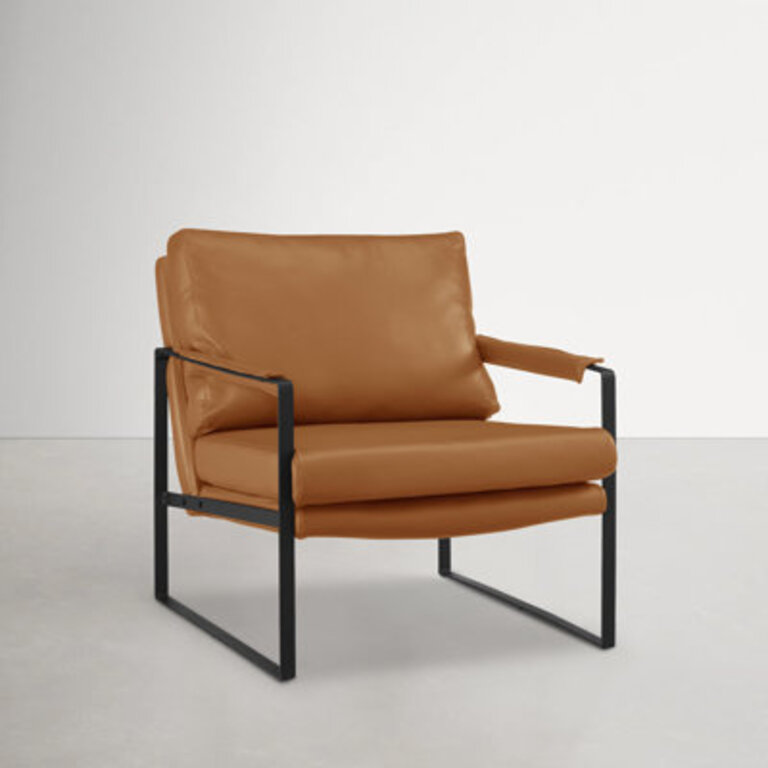Mirsade 2709 W Leather Upholstered Accent Armchair with Removable Backrest