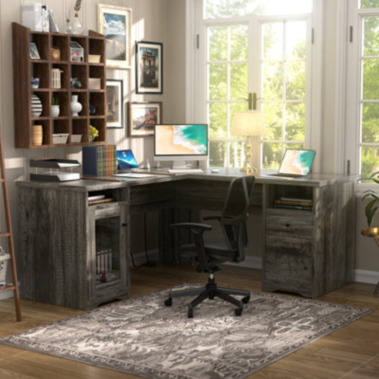 Detcho 60 L Shaped Executive Desk with Drawers and Power Outlets