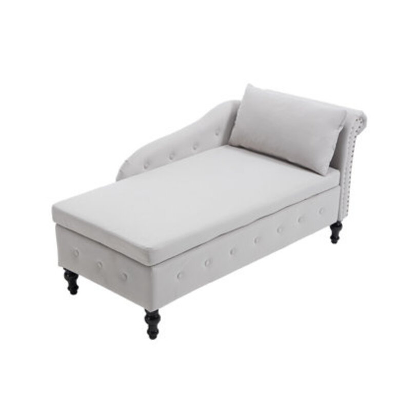 Eastham 58L Storage Velvet Upholstered  Chaise Lounge  with Pillow