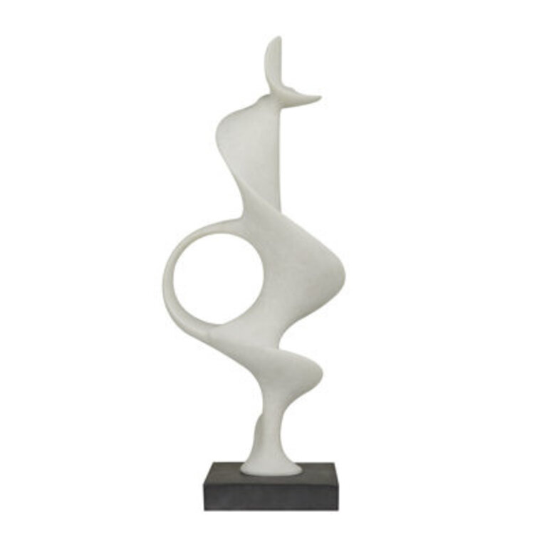 Sherle Polystone Abstract Decorative White Sculpture with Black Base