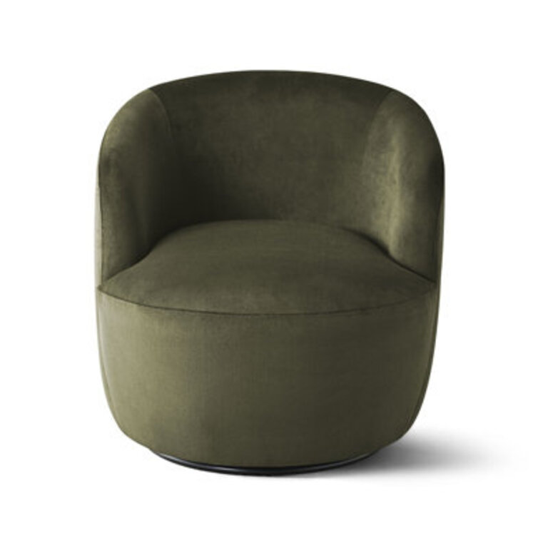 27 Wide Velvet Small Swivel Barrel Accent Chair