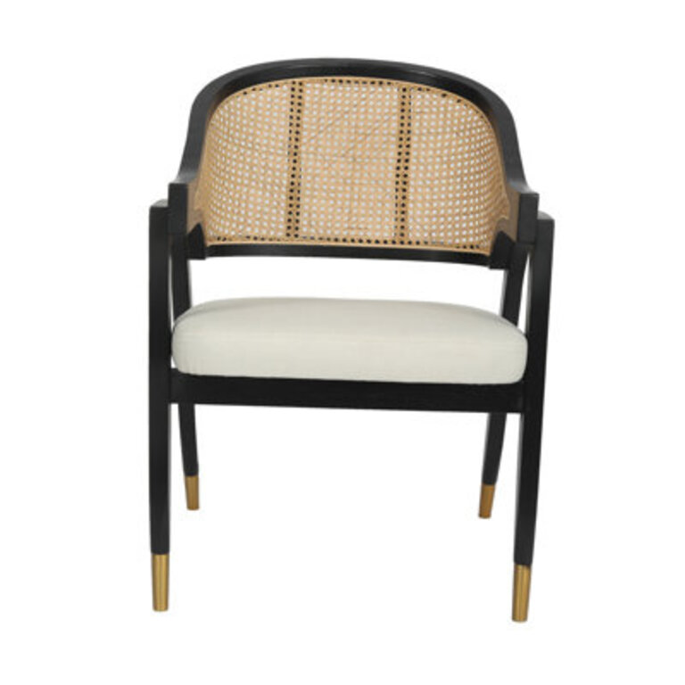 Aayah Commercial Grade Cane Rattan Dining Chair with Padded Seat and Solid Wood Frame