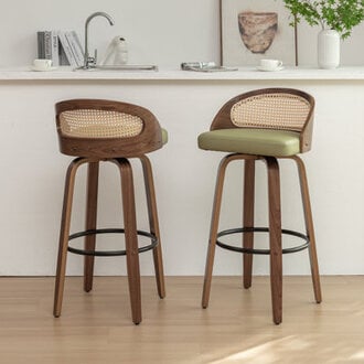 Leeana Swivel Faux Leather Counter  Bar Stools