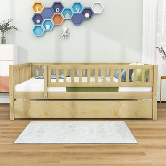 Havva Wood Daybed with Twin Size Trundle and Fence Guardrails