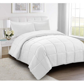 All Season Reversible Down Alternative Comforter Set with Shams - Breathable Soft Fluffy