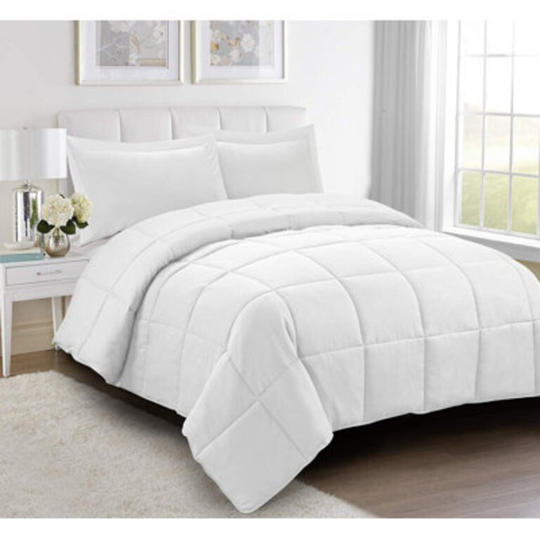 All Season Reversible Down Alternative Comforter Set with Shams - Breathable Soft Fluffy