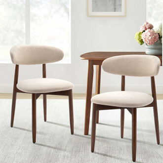 Set of 2 Upholstered Solid Wood Dining Chairs