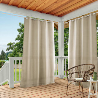 TOWN  COUNTRY BASICS Cabana Solid Indoor Outdoor Light Filtering Grommet Top Curtains 2-Pack Set