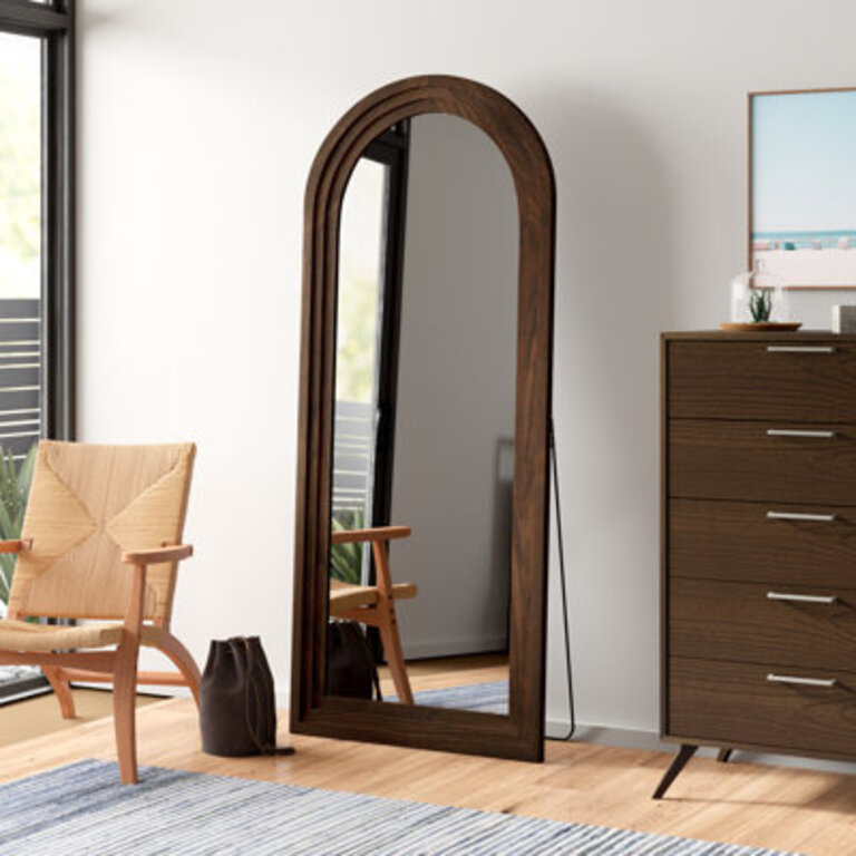 Borseth Arched Wood Frame Full Length Mirror