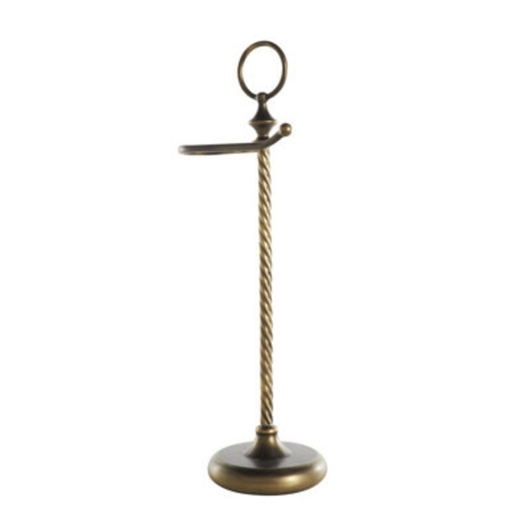 Metal Brass Toilet Paper Holder with Twisted Stand and Ring Top