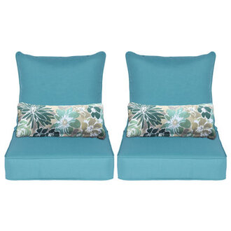 Lucy Outdoor Seat and Back CushionSet of 2 Seats 2 Backs 2 Pillows