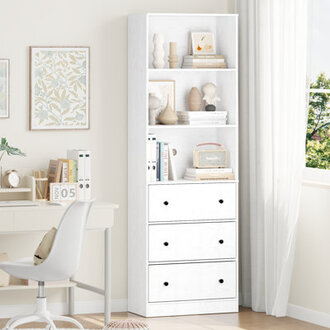 709 H X 236 W Standard Bookcase Cabinet with 2 Open Shelves and 3 Drawers