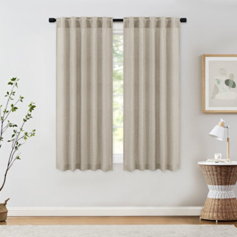 Set of 2 Toyoko Linen Blended Back Tab Curtains