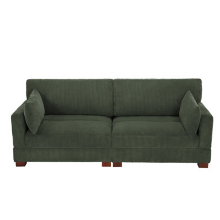 Bentura Upholstered Corduroy Modular Sofa with Pillow Back and Solid Wood Legs