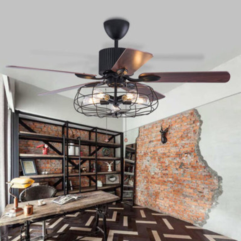Datzer 52 Industrial Ceiling Fan with Light Kit Reversible Motor and Dimmable