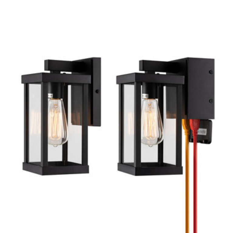 Niyae 11 Classic Outdoor Wall Sconce with Built-in GFCI Outlet 1 Light in Matte Black