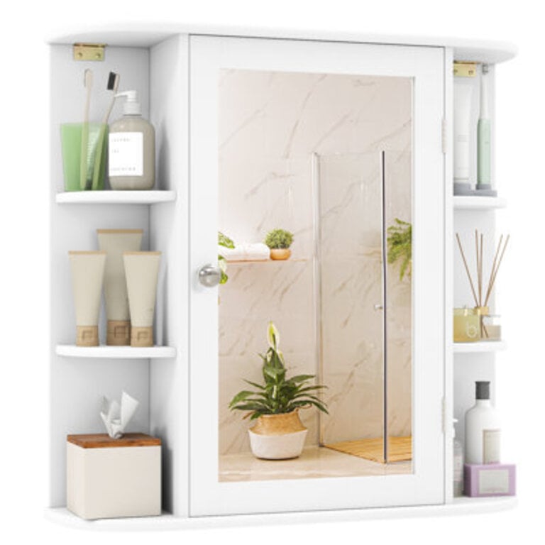 Alinblot 26 W 25 H Wall Mounted Required Framed Medicine Cabinet Mirror Adjustable