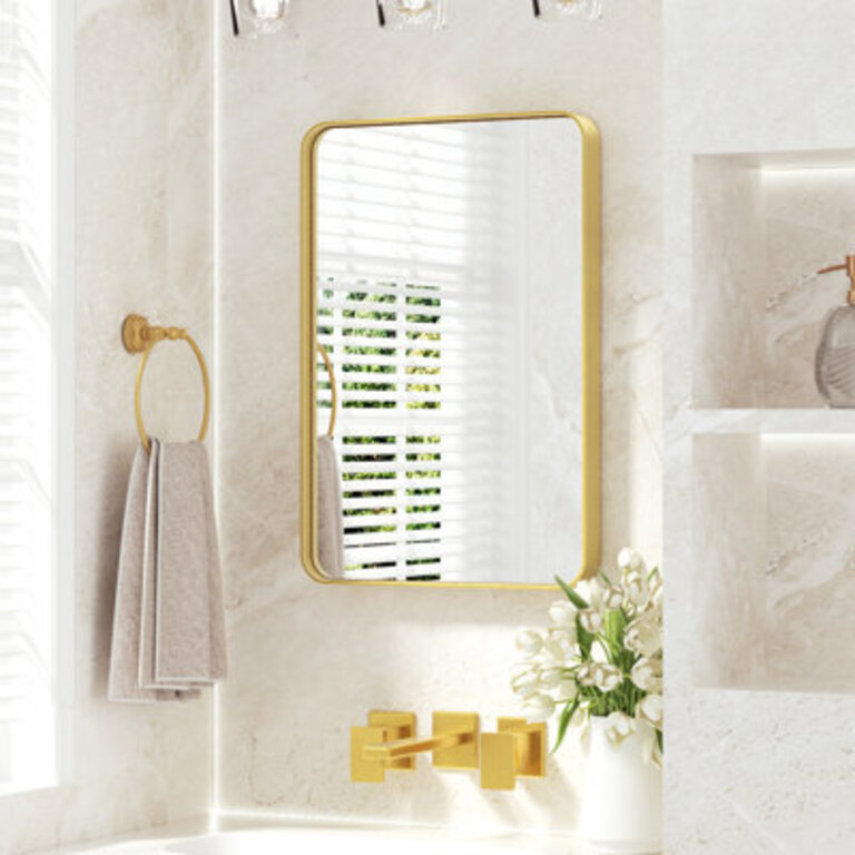 Leaderville Aluminum Framed Shatterproof Rust-Resistant Bathroom Mirror