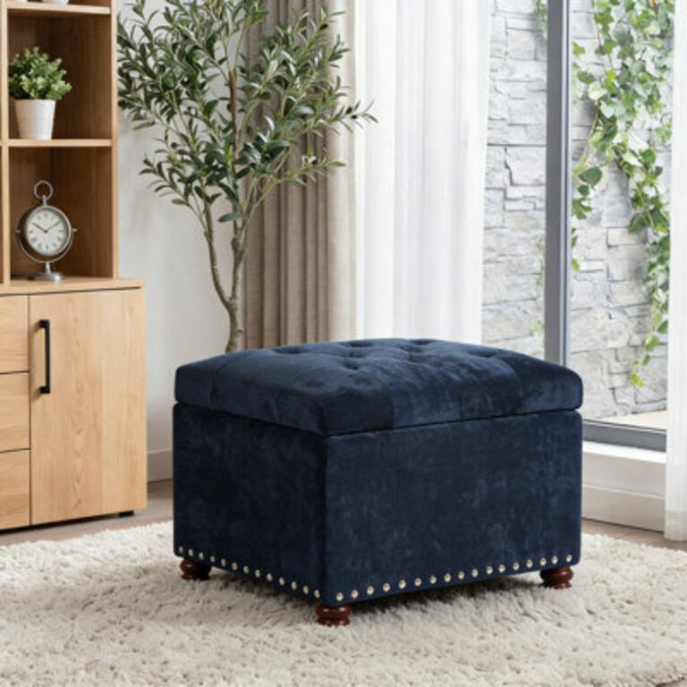 Devault 24 Wide Fabric Tufted Rectangle Storage Ottoman