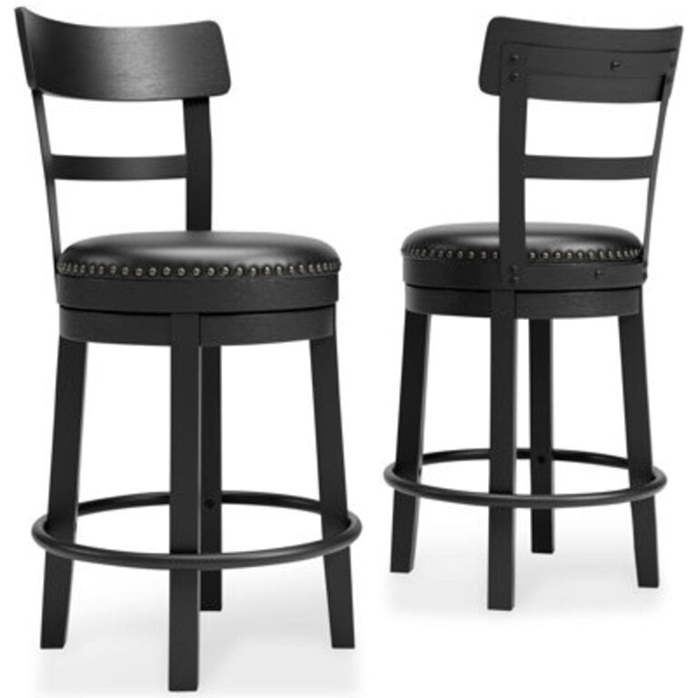 Swivel Upholstered Counter Stool with Solid Wood Frame