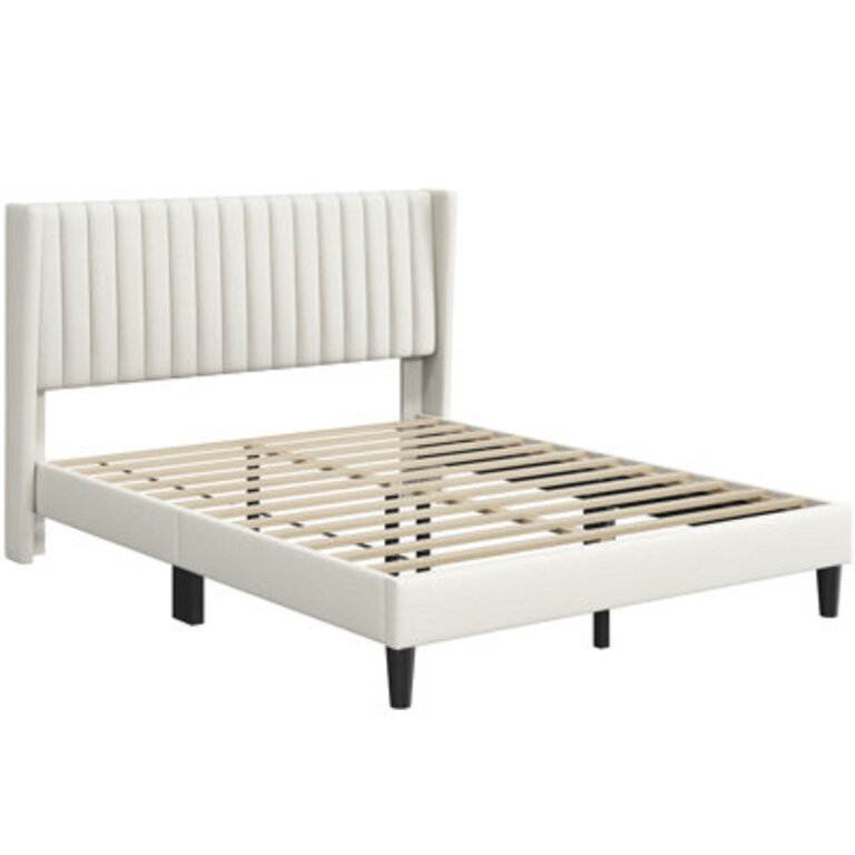 Upholstered Bed Frame with Wing Side