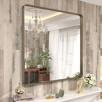Aevar Tempered Glass and Aluminum Alloy Framed French Cleat Mounted Wall Mirror
