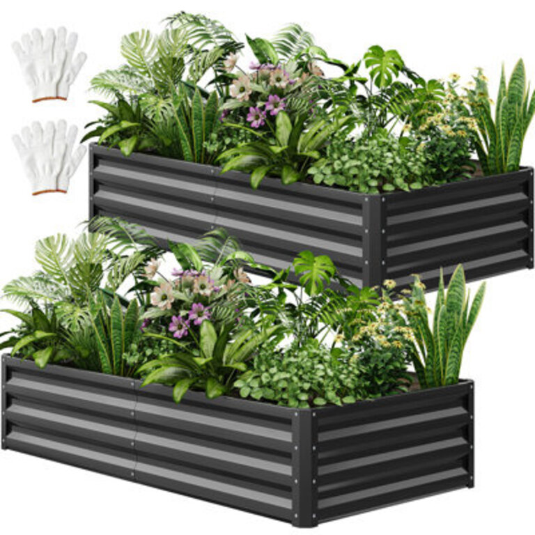 Metal Outdoor Raised Garden BedSet of 2