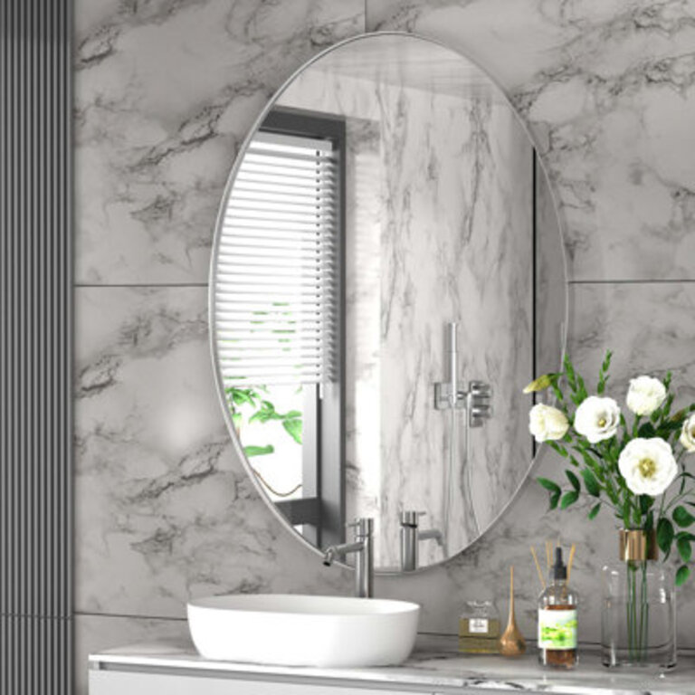 Oval Mirror Bathroom Vanity Mirror Metal Framed Wall-Mounted Mirrors for Bathroom