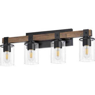 Livi Wooden Bathroom Vanity Light with Clear Glass Shade