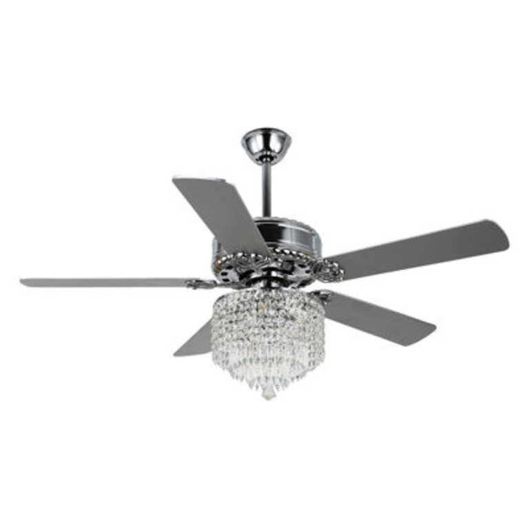 Trogdon Modern Glam Crystal Ceiling Fan with Lights and Remote DC Motor 6 Speeds Ceiling Fan with Crystal Chandelier