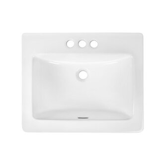 21 x 18 White Rectangle Vitreous China Drop In Bathroom Sink With Overflow