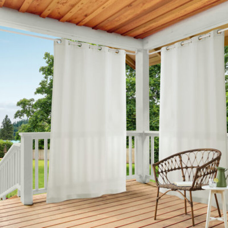 TOWN  COUNTRY BASICS Cabana Solid Indoor Outdoor Light Filtering Grommet Top Curtains 2-Pack Set