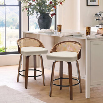 Leeana Swivel Faux Leather Counter  Bar Stool
