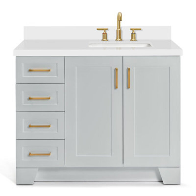 Frawley 42 Solid Wood Single Bathroom Vanity with 15 Pure White Quartz Top