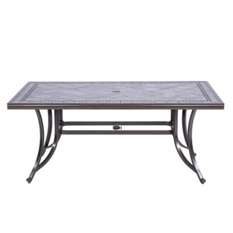 Keeven Square Metal Outdoor Dining Table With Umbrella Hole  675 in W 395 in D