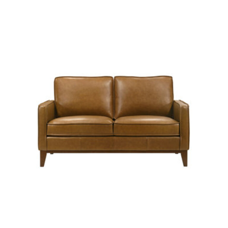 Caliah 59 Leather Square Arm Loveseat Caramel