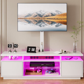 Kappenne Adjustable TV Stand for TVs up to 70 with 2 Storage Cabinets and RGB LED Lights