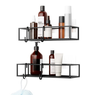 Cubiko Adhesive Shower Caddy Set Bathroom Organizer with Adjustable Hooks