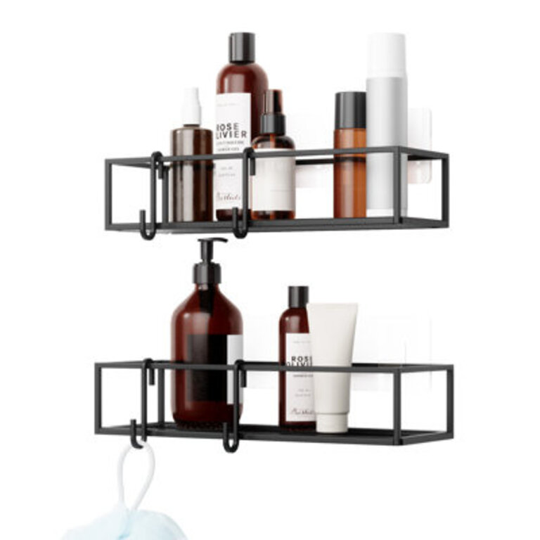 Cubiko Adhesive Shower Caddy Set Bathroom Organizer with Adjustable Hooks