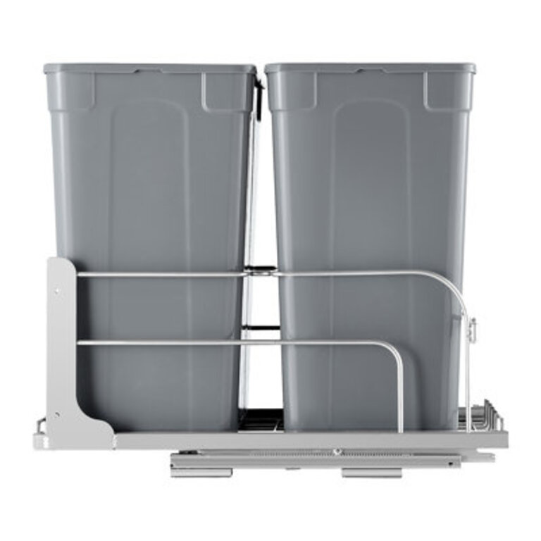 VEVOR Pull-Out Trash Can 35L Double Bins Under Mount Kitchen Waste Container with Soft-Close Slide