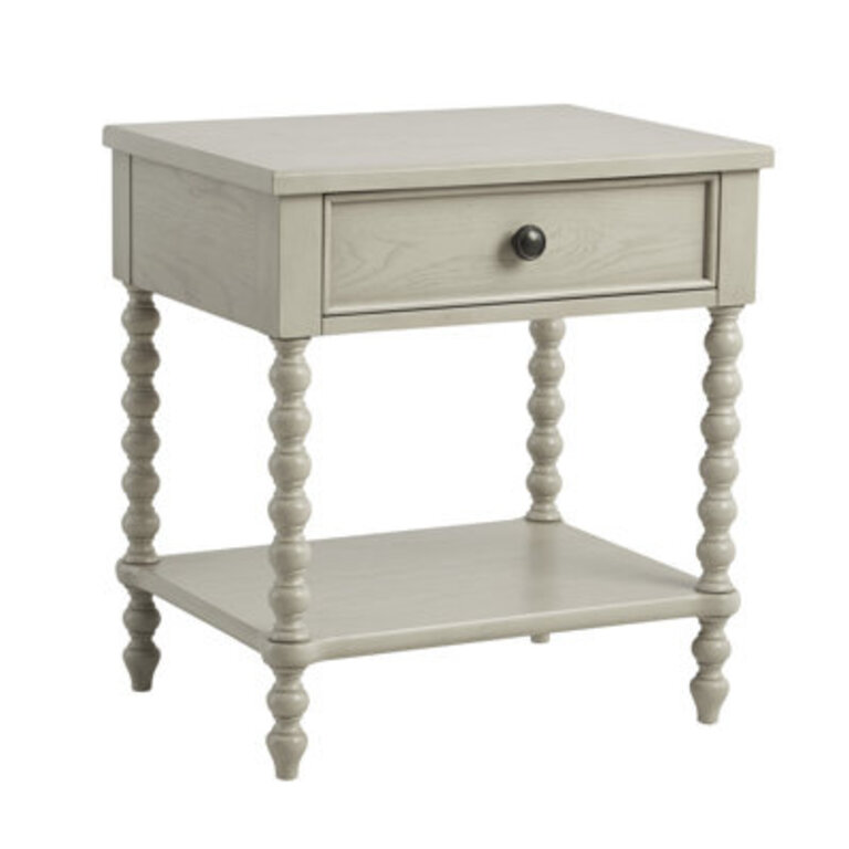 Beckett Turned Wood Spindle Nightstand with Drawer  Shelf