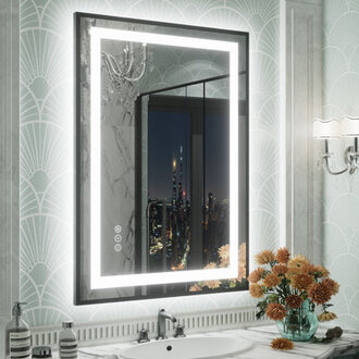 Wayfair Basics UL Certified Front  Back LED Anti-Fog Tempered Glass Framed BathroomVanity Mirror