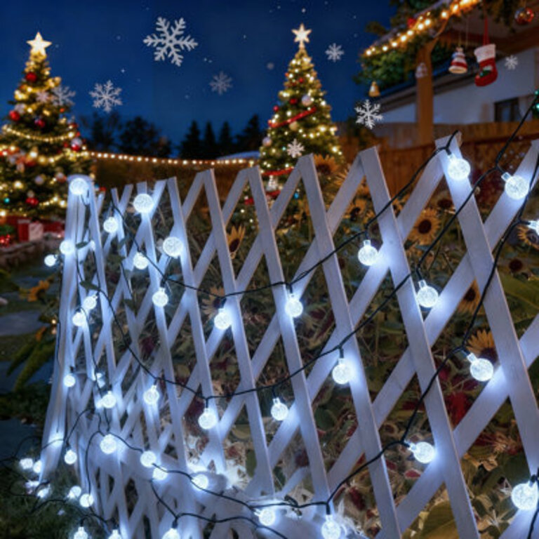 Cottone 256 Outdoor Solar Powered Lights Decorations 30-Bulb Globe Integrated LED String Lights for Christmas Decor