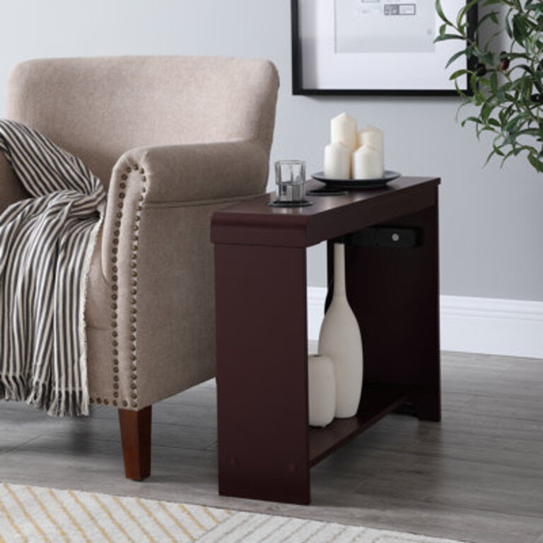 Aagot Modern Nightstand with Charging Station End Table with USB Ports  Outlets Bedside Table with Storage for Bedroom Small Spaces  Apartments  Narrow Side Table for Living Room Convenience