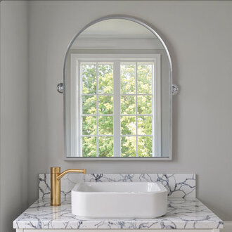 Avais Arch Metal Wall Mirror with Tilted Frame