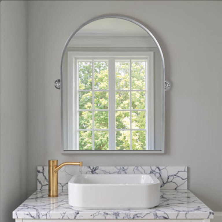 Avais Arch Metal Wall Mirror with Tilted Frame